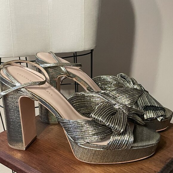 NIB NWT Loeffler Randall Natalia Platform Heels in Gold 12 - Picture 3 of 12
